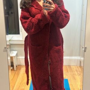 Elegant Burgundy Knit Cardigan